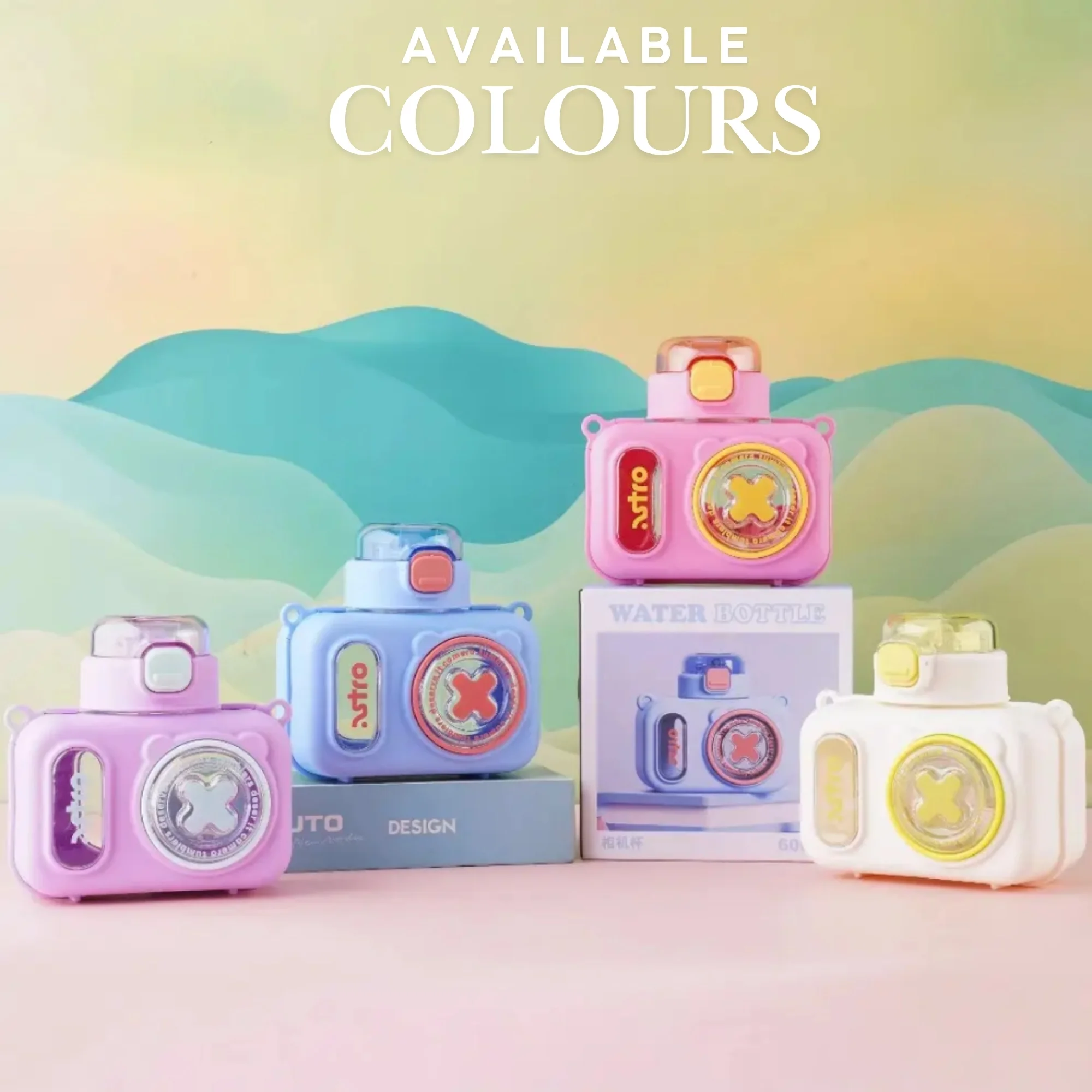 600 ml Cute Camera Kids Water Bottle